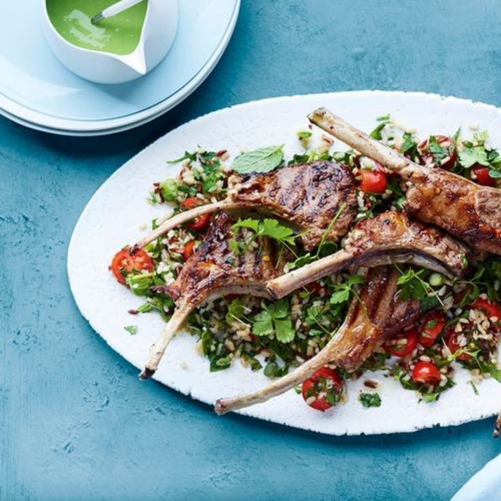 Lamb Cutlets with Rice Tabbouleh and Tahini Sauce