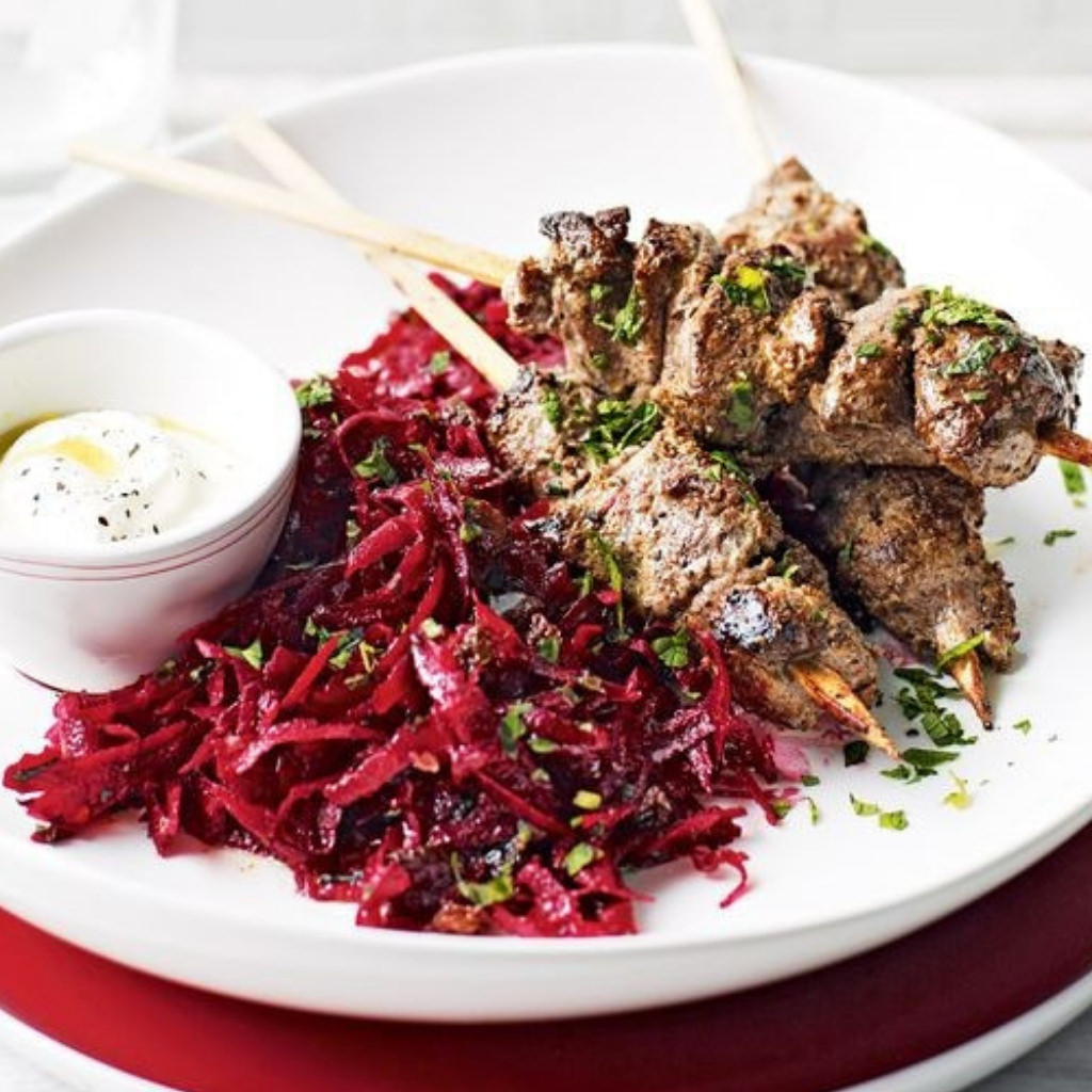 Sumac Yoghurt Lamb Kebabs with Beetroot Salad Di Censo Butchers